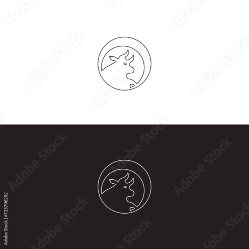 Ox silhouette isolated bulls icons.  Vector illustration of a bull. graphic elements of a matador on white background. Black and white bull logo design