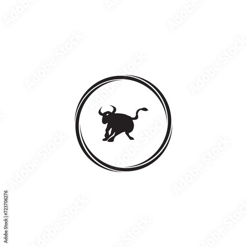 Ox silhouette isolated bulls icons.  Vector illustration of a bull. graphic elements of a matador on white background. Black and white bull logo design