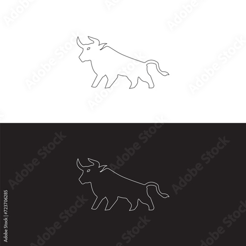 Ox silhouette isolated bulls icons.  Vector illustration of a bull. graphic elements of a matador on white background. Black and white bull logo design