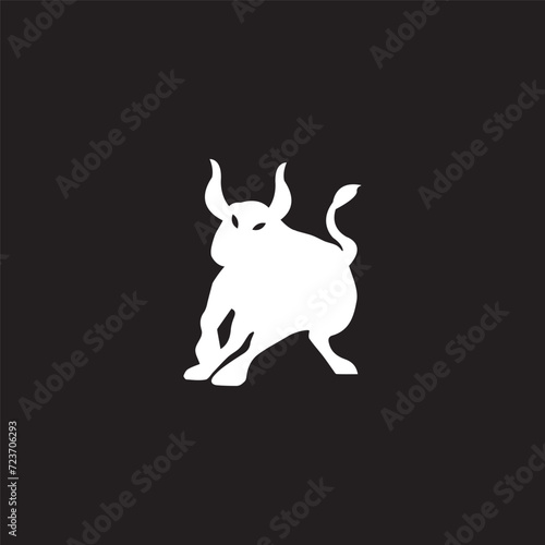 Ox silhouette isolated bulls icons.  Vector illustration of a bull. graphic elements of a matador on white background. Black and white bull logo design