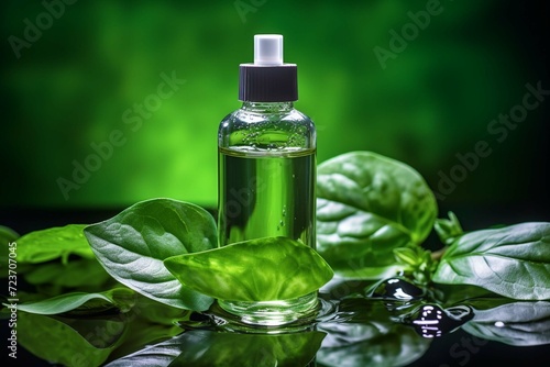 bottle of oil with herbs