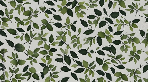 Seamless Pattern With Olive Leaves Minimalistic Watercolor Line Artwork Backround. Generative AI