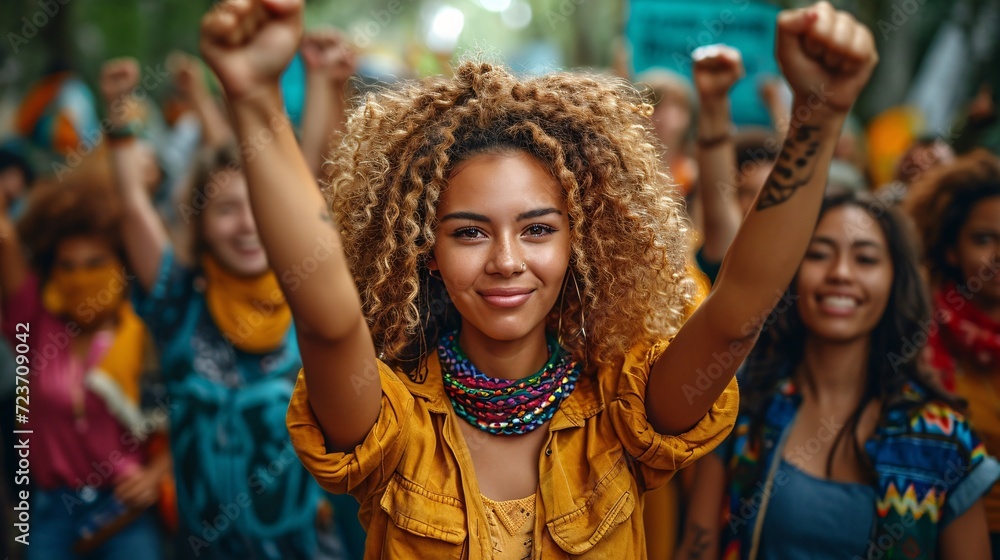 Fototapeta premium Women's March: A Celebration of Diversity and Empowerment Generative AI