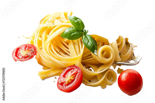 Italian linguini pasta with tomatoes and basil