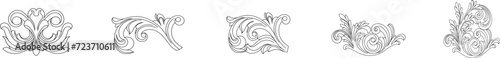 Set of vintage baroque ornament, corner. Retro pattern antique style acanthus. Decorative design element filigree calligraphy vector. - stock vector	