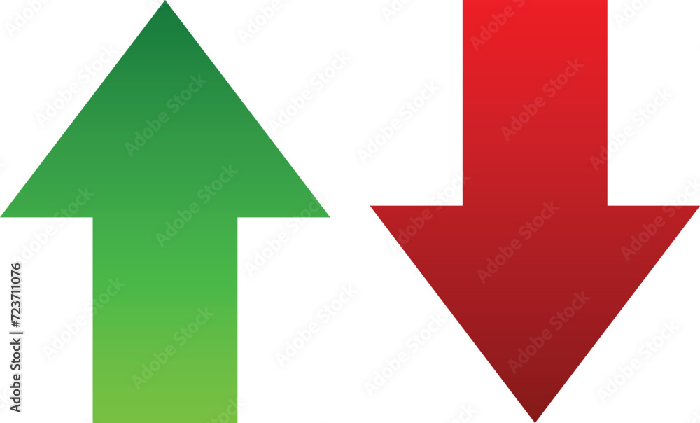 Red arrow down, green arrow up . Vector illustration Red arrow down, green arrow up . Vector illustration