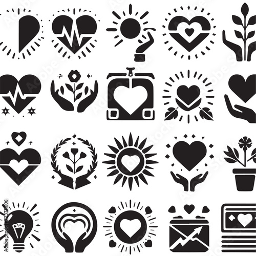 set of black and white icons