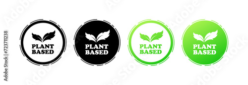 Plant based stamp icons. Silhouette and flat style. Vector icons