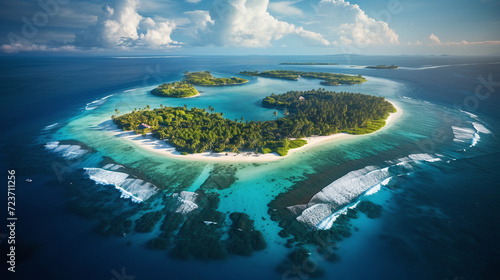 The island with its green forests and blue waters is similar to the Maldives. Ai generate. © MOUNTAIN