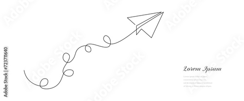 ドローイング 線画 ライン 紙飛行機 ビジネス 背景