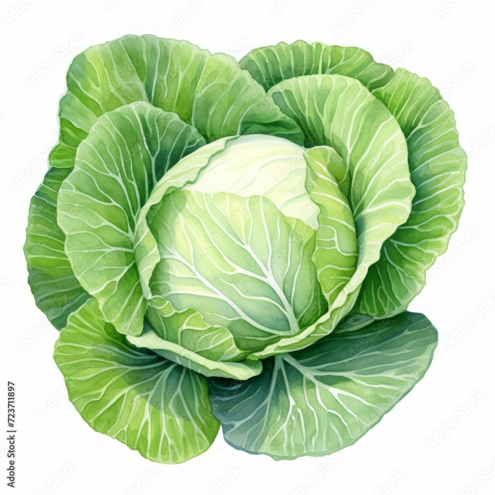 Fototapeta premium cabbage watercolor 