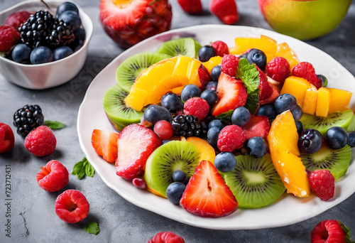 Vibrant Fresh Fruit Salad  Nutrient-Rich  Vitamins  Minerals and Wholesome.