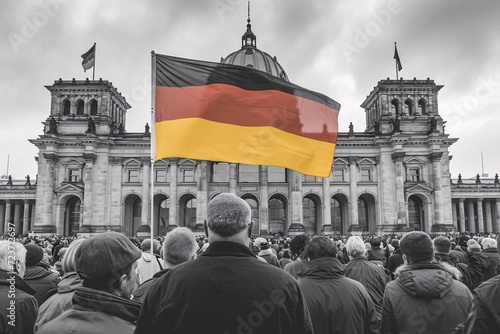 German Flag Flying High in the Wind Generative AI