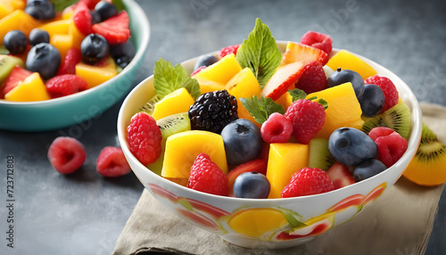 Vibrant Fresh Fruit Salad  Nutrient-Rich  Vitamins  Minerals and Wholesome.