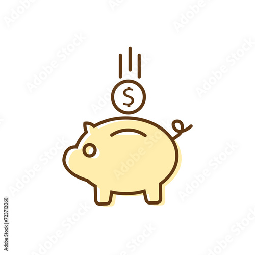 piggybank savings line outline icon on white background
