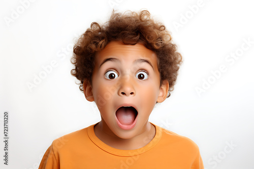 portrait of a child with a surprised face