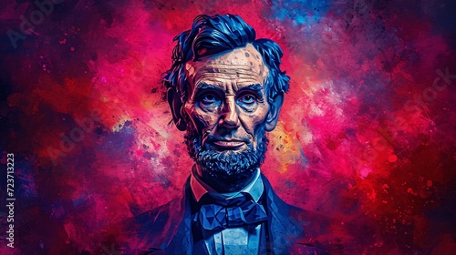 Abraham Lincoln's Blue-Eyed Stare Generative AI photo