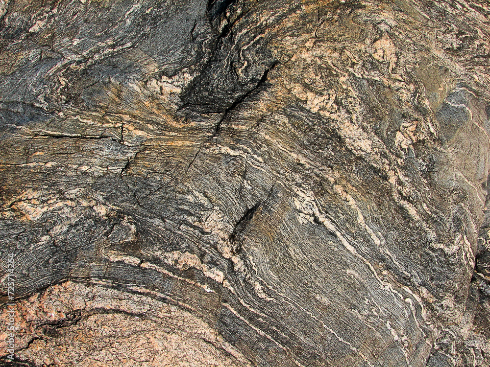 Detail of the formation of a rock with its layers of fragmented strata. Detail of the formation of a rock with its layers of fragmented strata.
