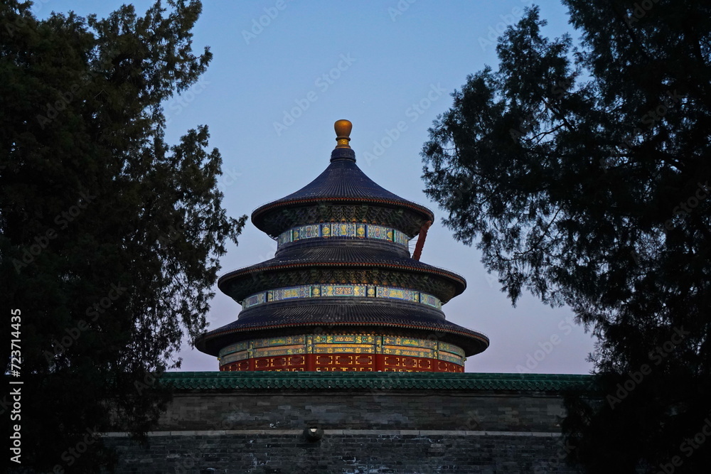 Tiantan Sky Temple in the evening. A traditional Chinese complex.