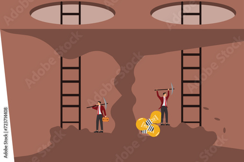 Digging, Failure,Success,Digging,Searching,Miner, Businessman,