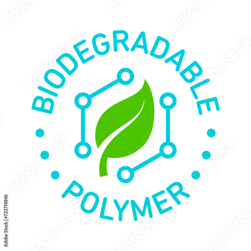 Biodegradable polymers green vector logo icon emblem - eco friendly plastic products