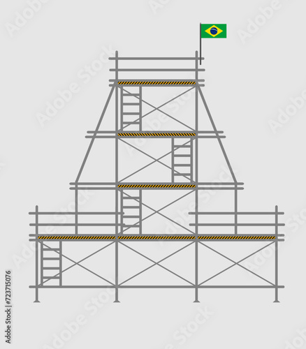 scaffold, isolated, background, construction, white