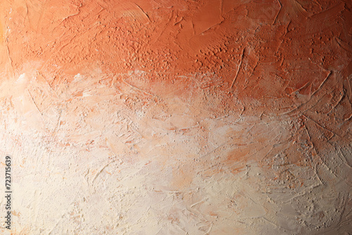 Parete con texture materica dipinta a tempera di colore arancio-beige; spazio per testo