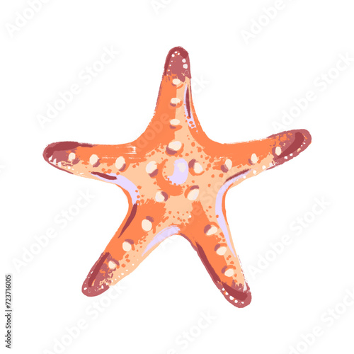 Watercolor acrylic gouache hand drawn starfish. Sea ocean painted isolated vector illustration