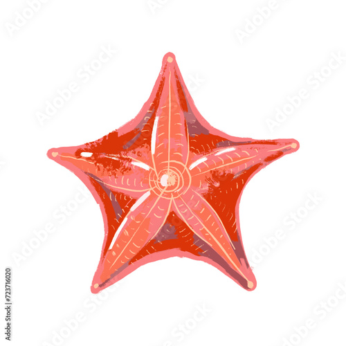 Watercolor acrylic gouache hand drawn starfish. Sea ocean painted isolated vector illustration