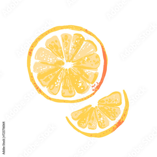 Watercolor acrylic gouache hand drawn fruit lemon. Painted isolated vector illustration