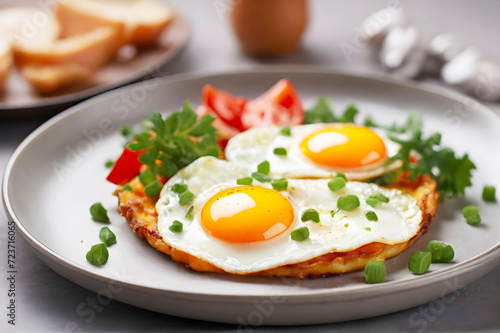 Delicious fried egg dish on a plate for healthy breakfast