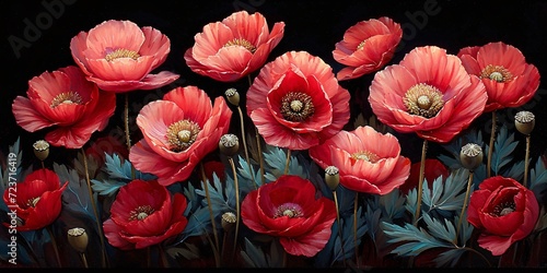 Blooming Beauties  A Pop of Colorful Poppies for a Fresh Start in May Generative AI