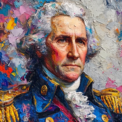 George Washington s Blue Jacket  A Painting of the First President Generative AI