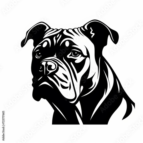 american bully black art only cut file white background , generated by AI photo