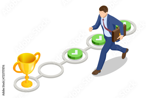 Isometric Business Project Management System. Successful business plan tasks.