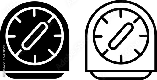 kitchen timer icon, sign, or symbol in glyph and line style isolated on transparent background. Vector illustration