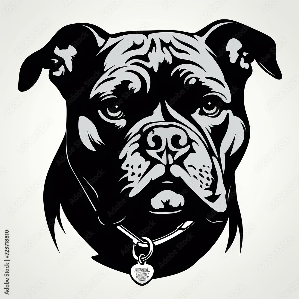 american bully black art only cut file white background , generated by AI