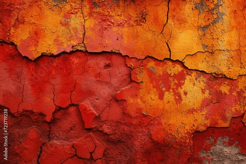 Red Cement Wall Texture Background in Plaster and Brown Tones