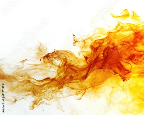 Fierce Flames  Closeup of Powerful Yellow and Orange Flames on White Background