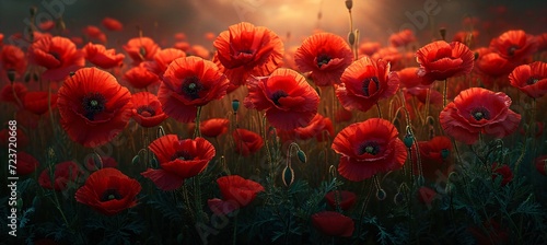 Red Poppies in Bloom: A Stunning Sight for the Month of May Generative AI © Jhanvi