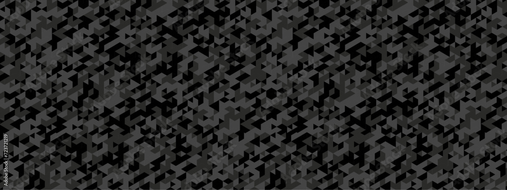 Fototapeta premium Seamless geometric pattern square shapes low polygon backdrop background. Abstract geometric wall tile and metal cube background triangle wallpaper. Black polygonal background.