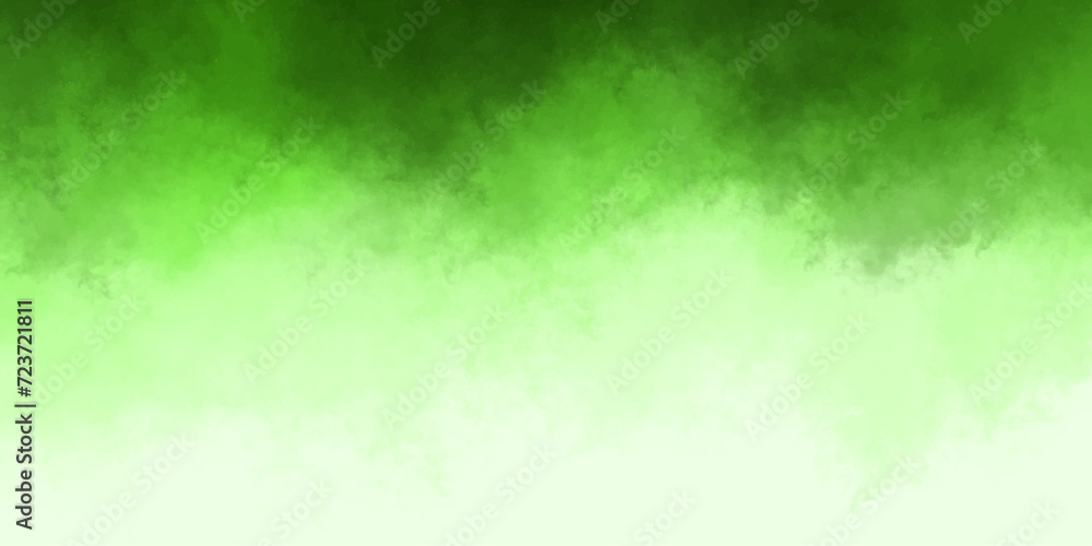 Green canvas element cloudscape atmosphere sky with puffy,mist or smog smoke swirls soft abstract.transparent smoke.before rainstorm reflection of neon background of smoke vape.lens flare.
