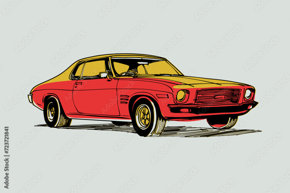Color car outline vector image. Vehicle art.