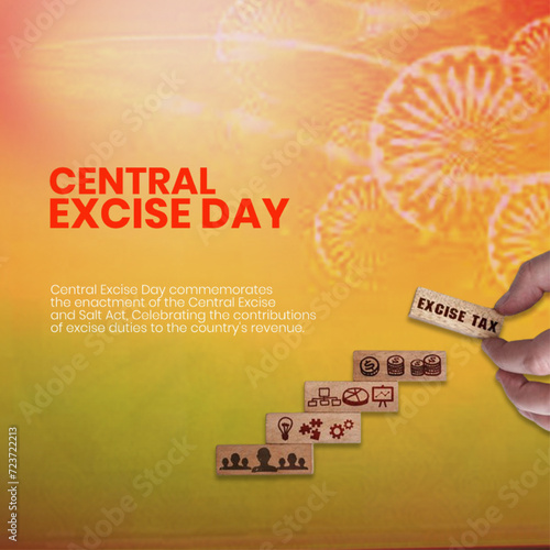 Central Excise Day Poster - Clock and Pen: Honor Central Excise Day with this detailed poster emphasizing the significance of time and documentation in tax collection
