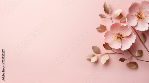 International women s day poster with composition of spring pink flowers