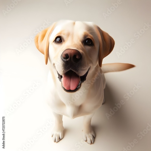 Adorable Labrador Retriever Poses for a Portrait on a White Background Indoors