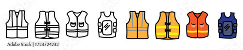 life vest icon doodle, hand drawing, safety vest