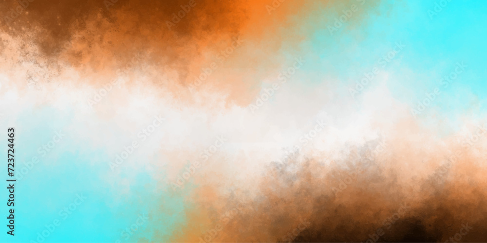 Orange Sky blue realistic fog or mist.liquid smoke rising.reflection of neon,isolated cloud lens flare cloudscape atmosphere soft abstract,smoky illustration.sky with puffy.before rainstorm design ele