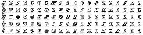 collection abstract letter S logo design. modern logotype S design with black color. vector illustration
