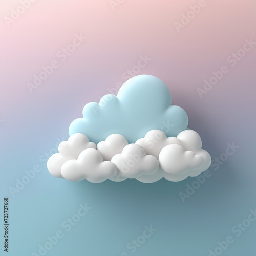3d rendering of 3D pastel color cute rainy cloud illustration for child, cat, animal, cloud, weather, smile, happy, rain, white, pastel © vian